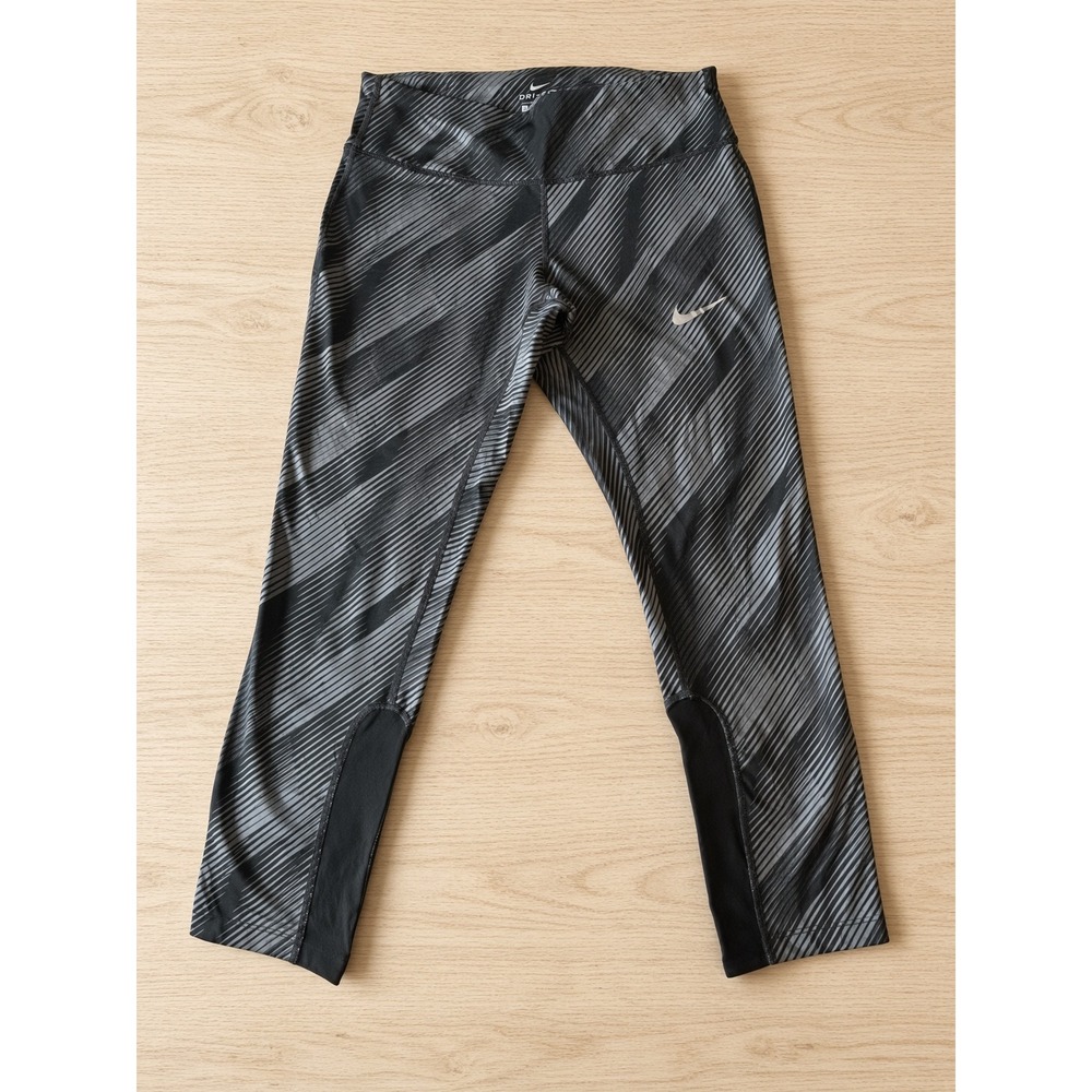 Nike Dri-FIT Womens Running Crop Tights Gray Black Print 938632-010 Size S